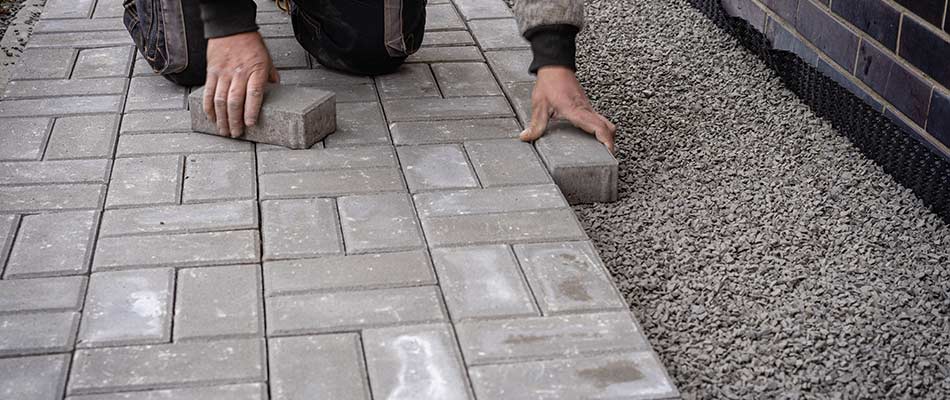 Concrete pavers placed for a walkway design at a Clermont, FL project.