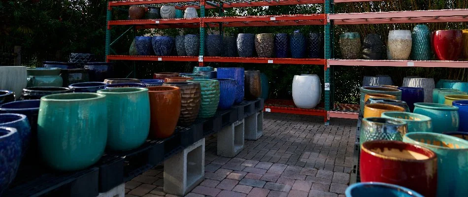 Glazed pots on display in Orlando, FL.