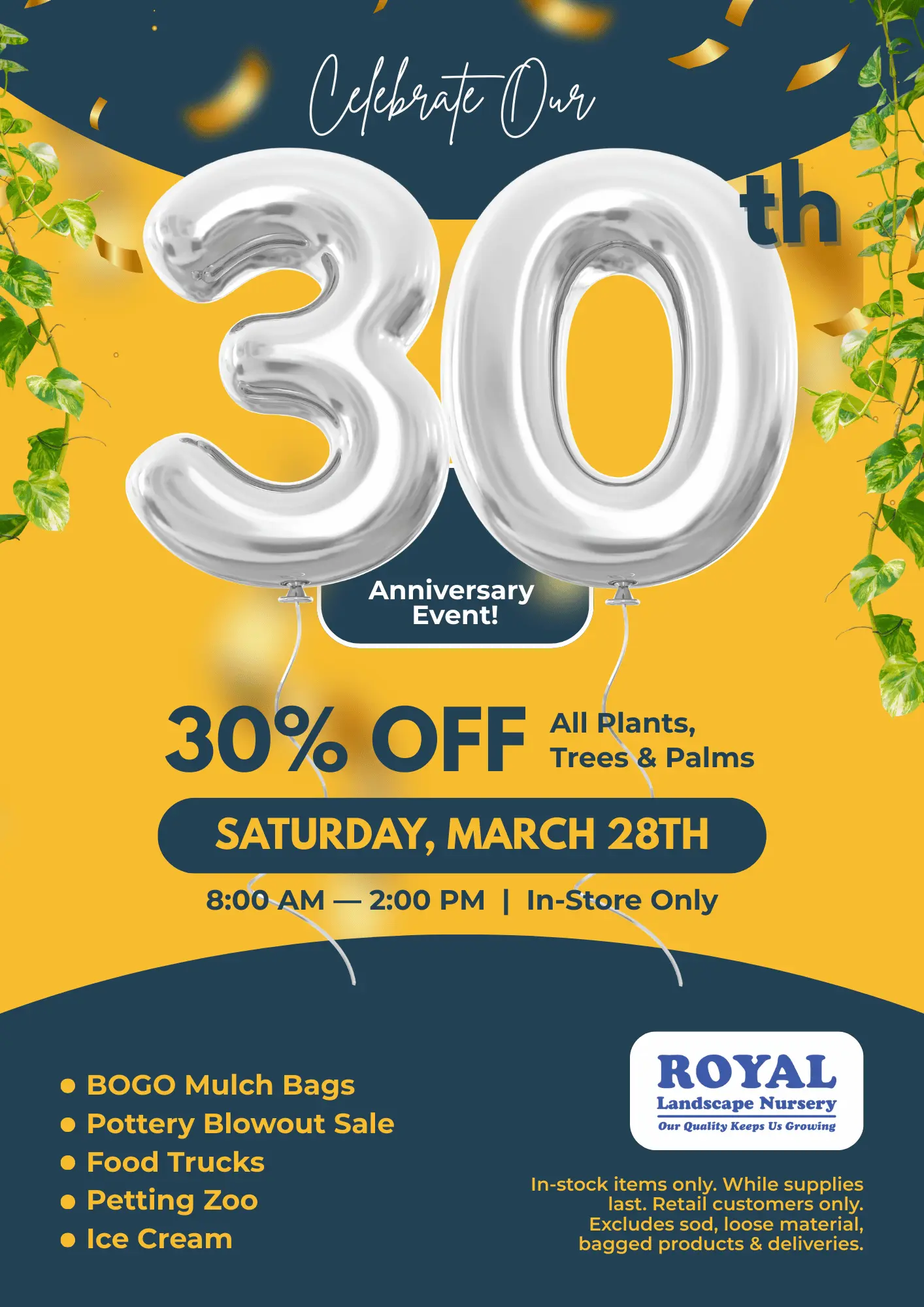 Trees in a nursery in Orlando, FL.