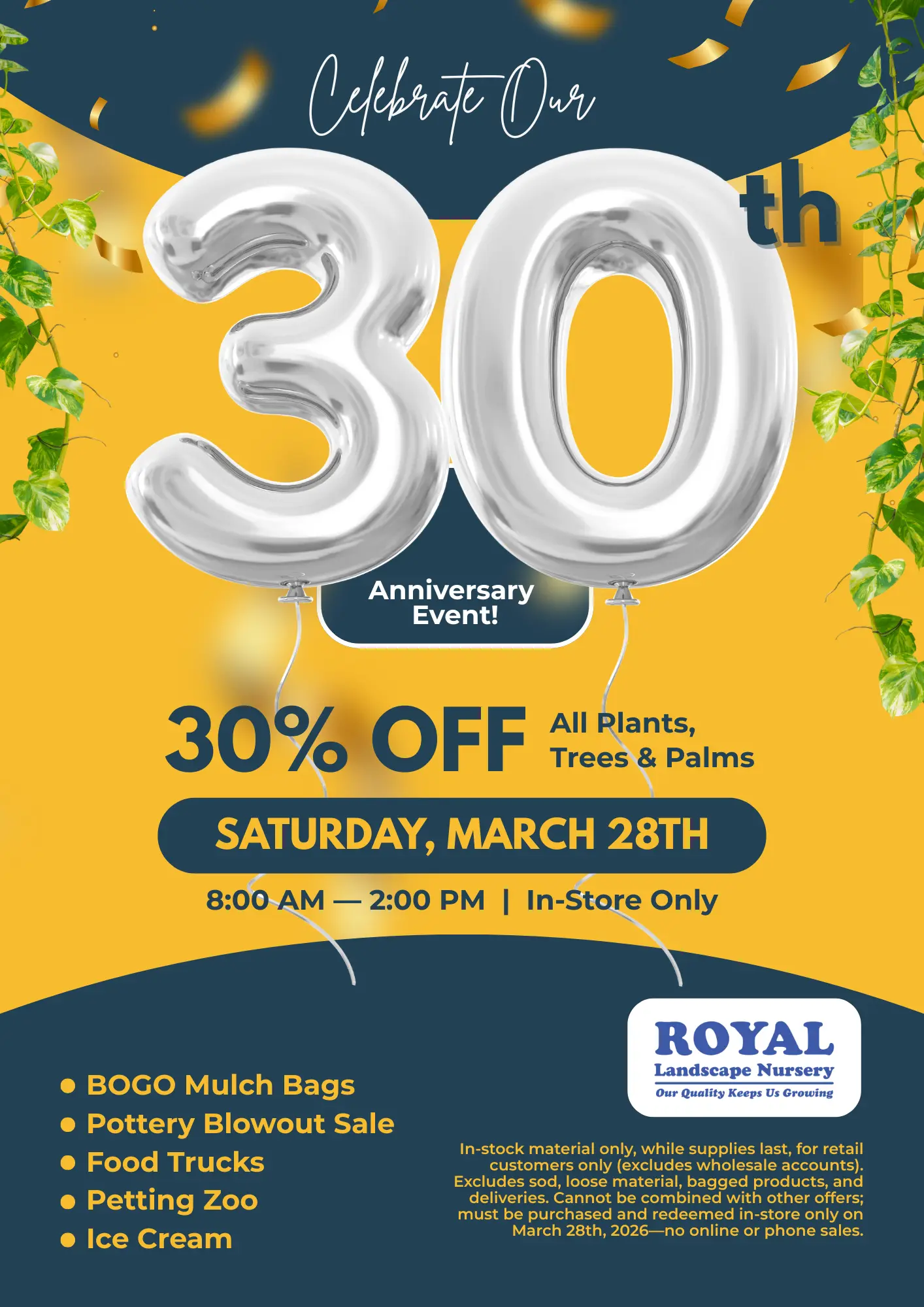 Trees in a nursery in Orlando, FL.