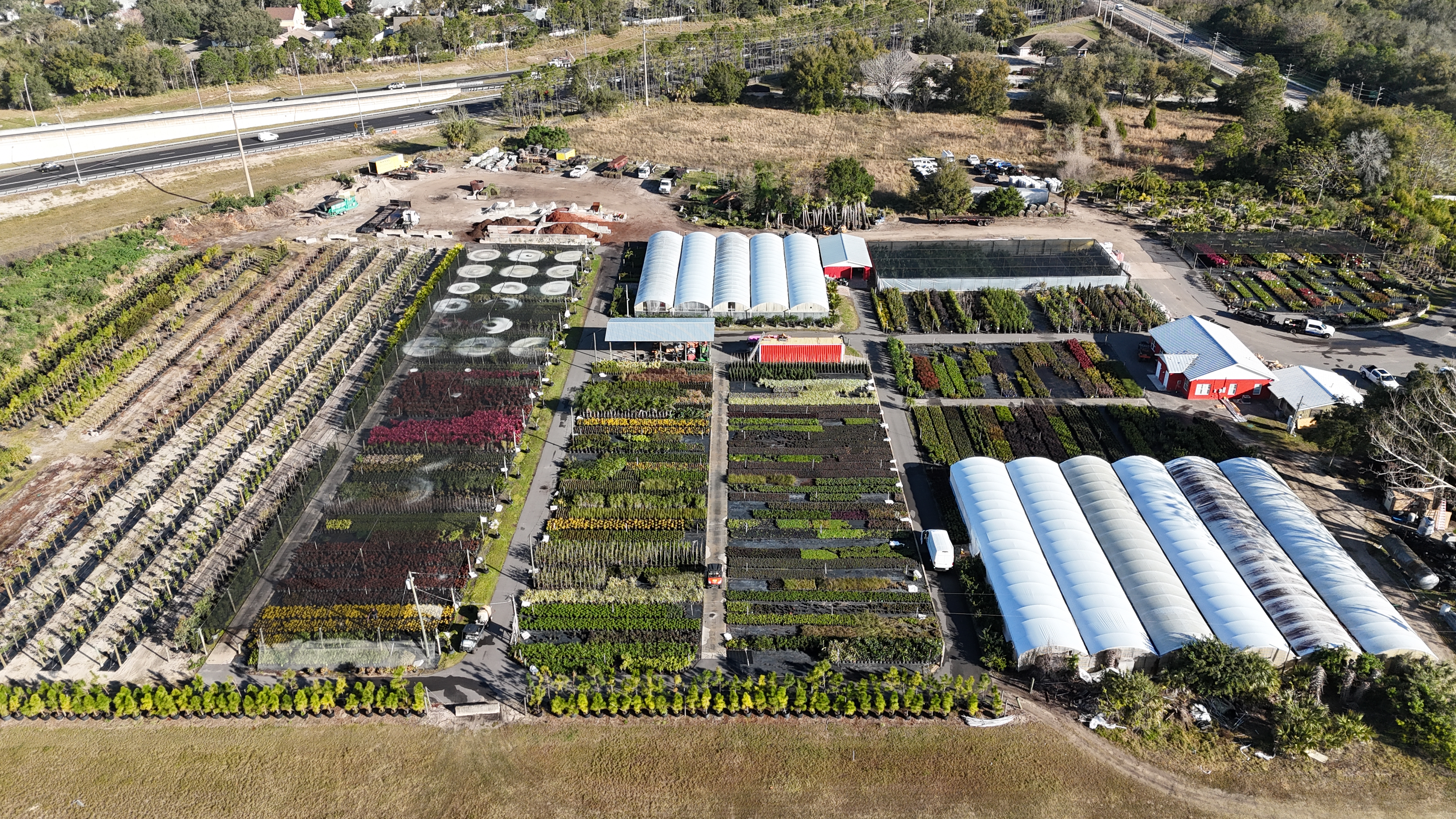 Landscape nursery with blooming flowers in Apopka, FL.