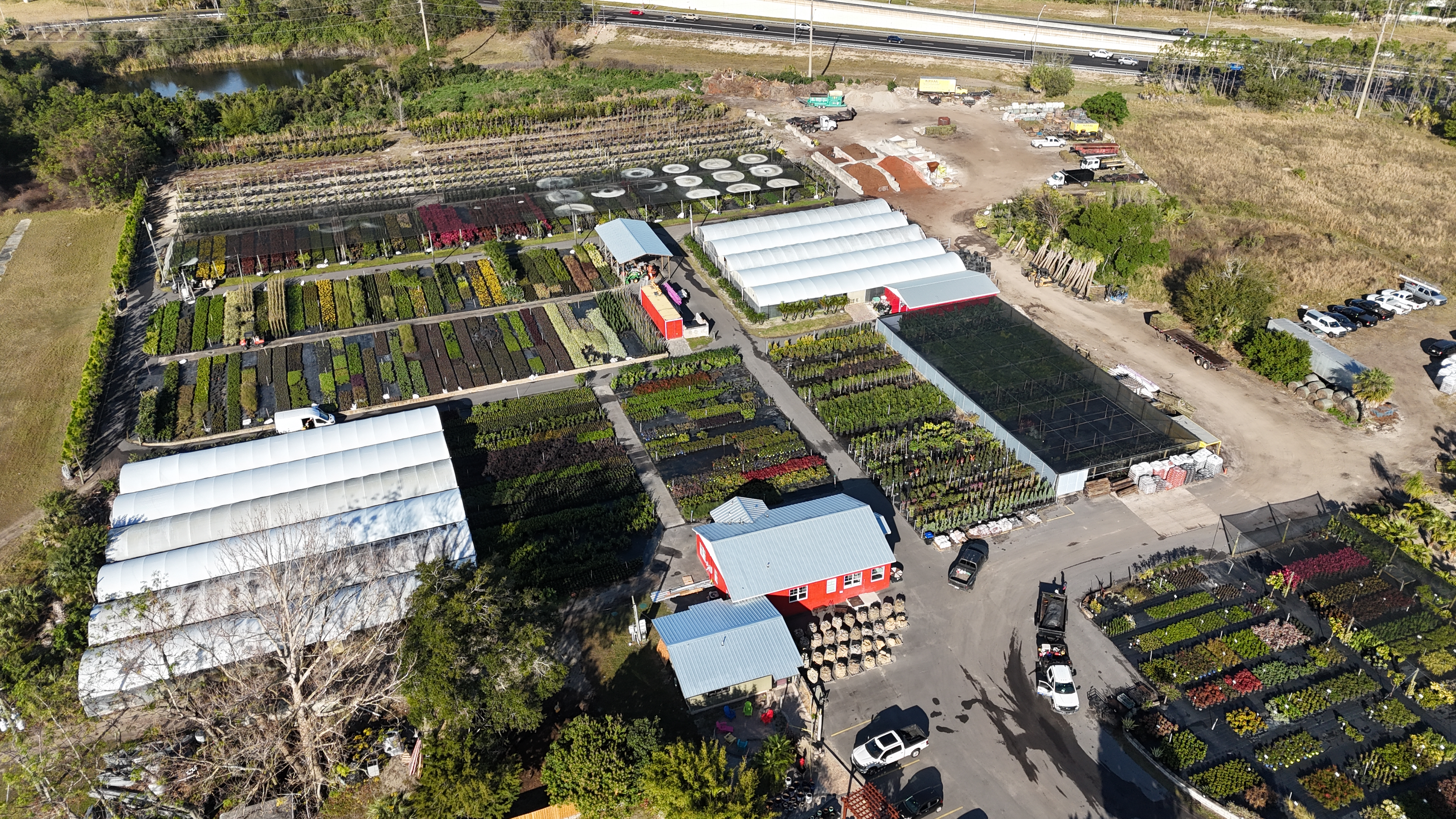 Landscape nursery with blooming flowers in Apopka, FL.